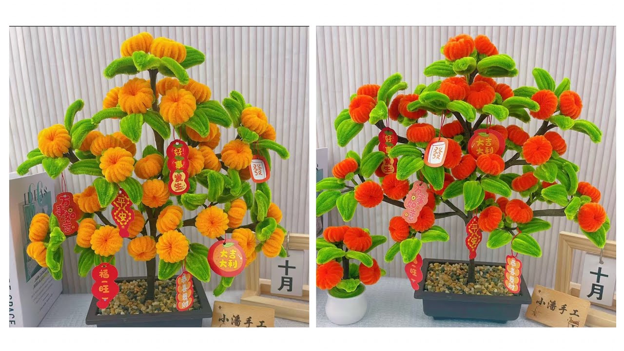 S0957 Hướng dẫn cách làm chậu quất bằng kẽm nhung handmade