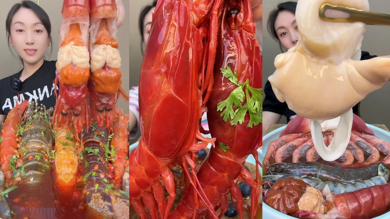 EAT SEAFOOD LOBSTER SHRIMP RED DEVIL SHRIMP SNAIL YUMMY....#mukbang #yummyfood #delicious