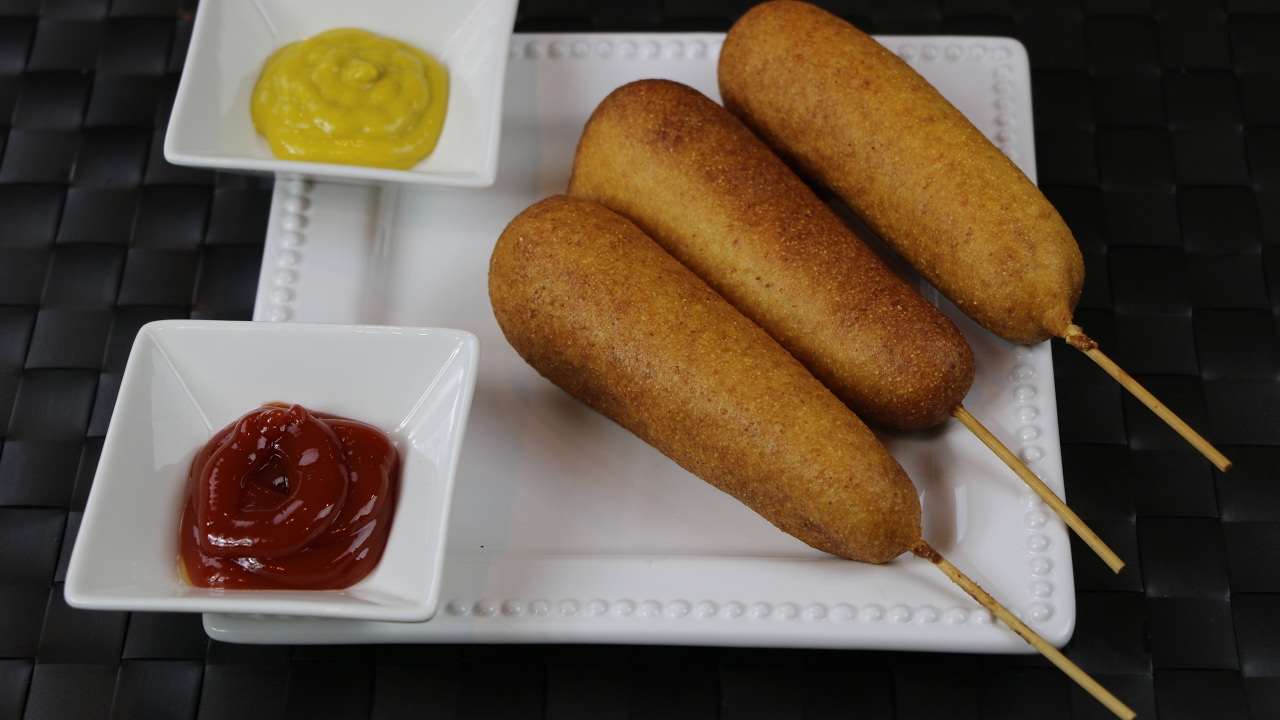 How to Make Corn Dogs -  Hot dog on a Stick Recipe