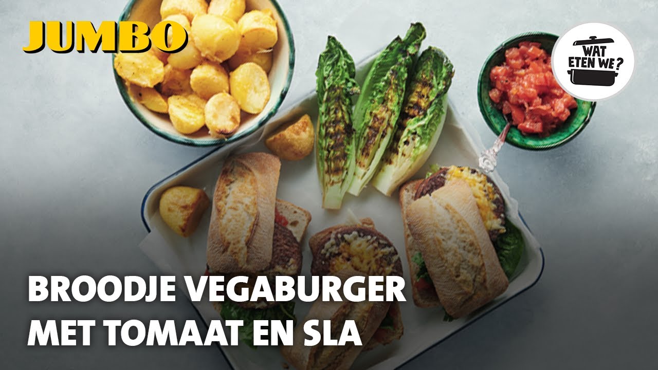 Wat eten we? Broodje vega burger met tomaat en sla