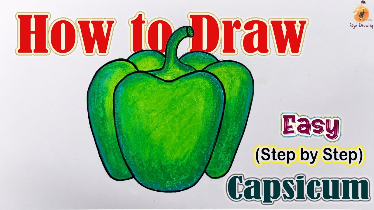 How to draw capsicum step by step - easy capsicum drawing | bell pepper step by step #vegetabledraw