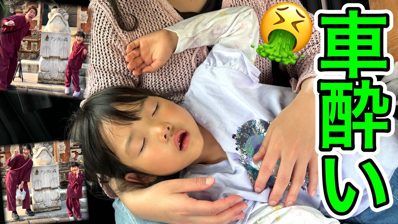 【アンダの森】旅行向かう途中にここちゃんが車酔い…最後までたどり着ける🤮？？？