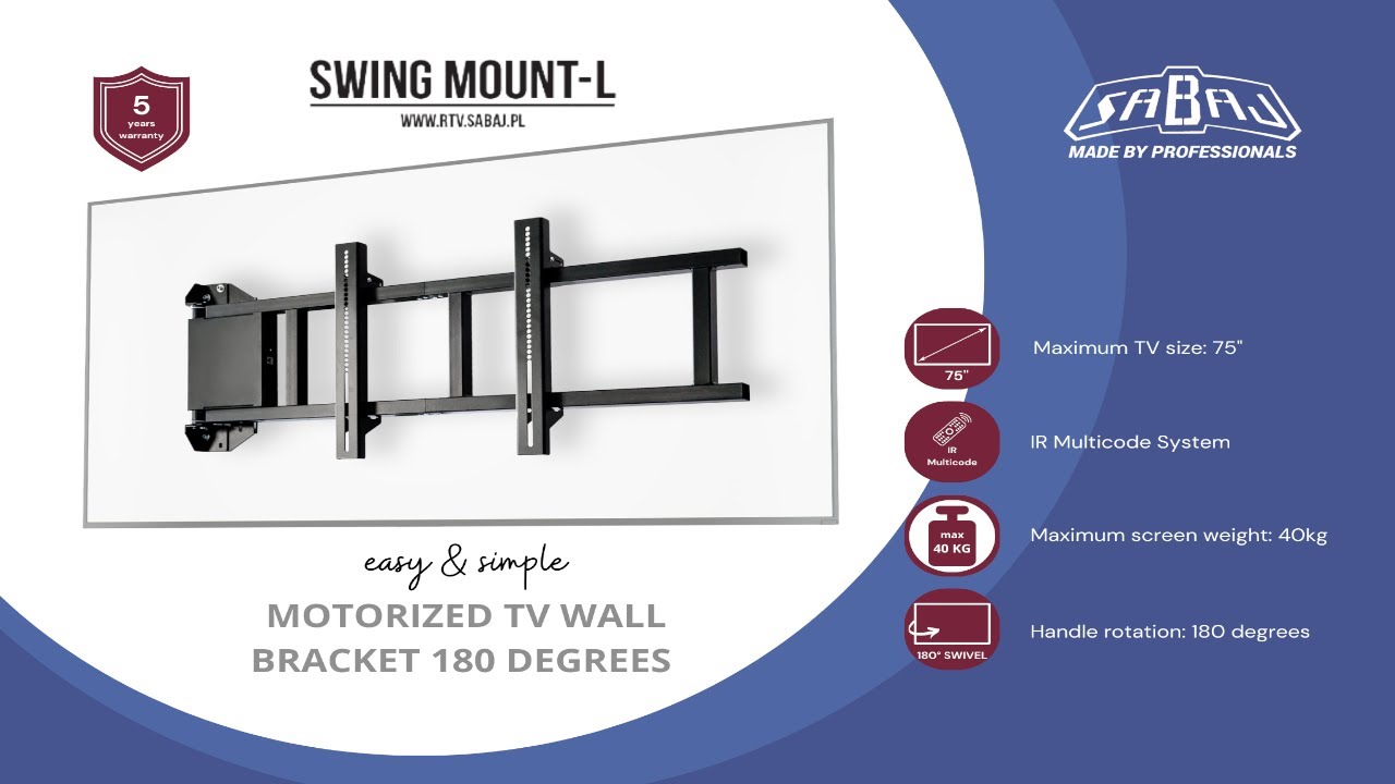 Uchwyt elektrycznie obrotowy do telewizora Swing Mount - Prezentacja
