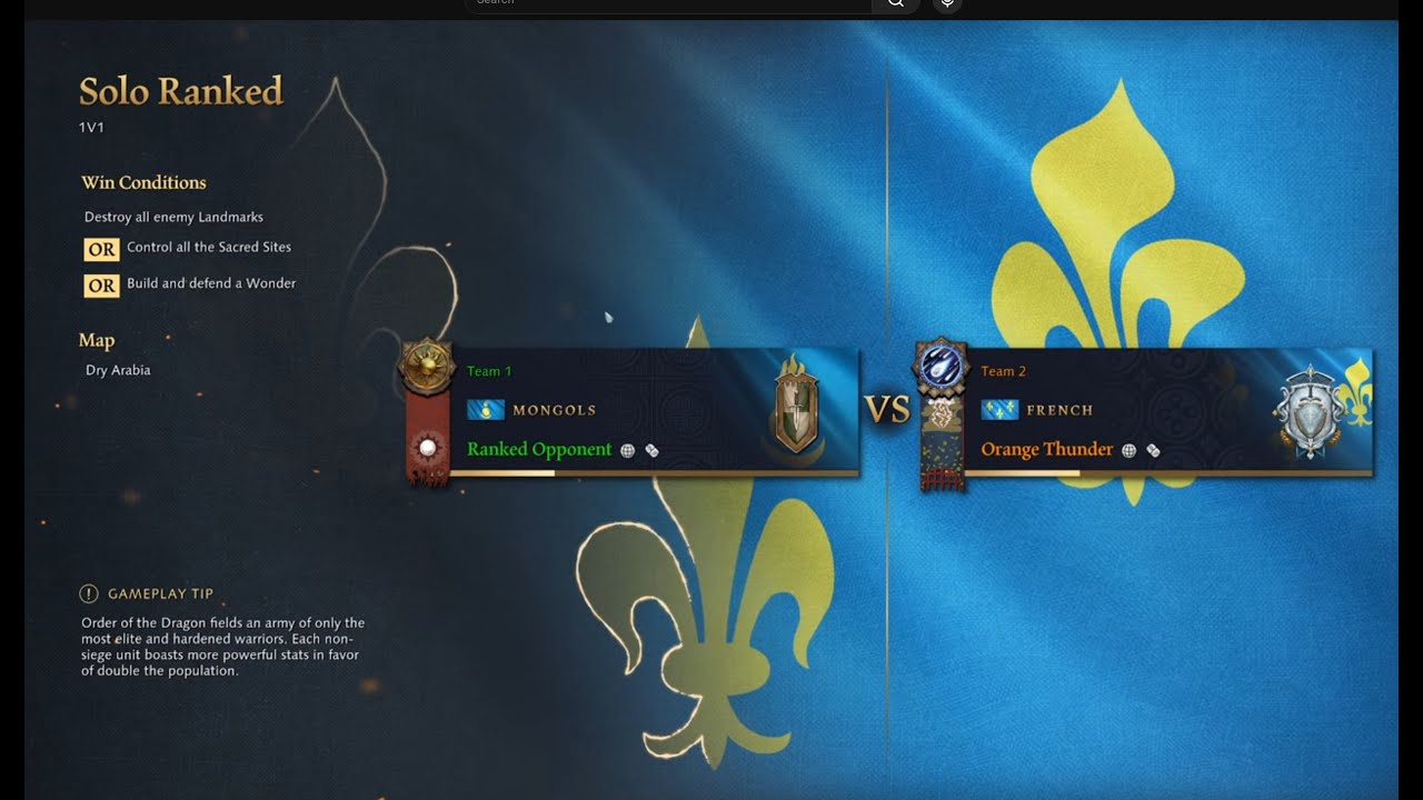 Age of Empires 4 Quest from Platinum to Conqueror! French vs Mongols! Season 12