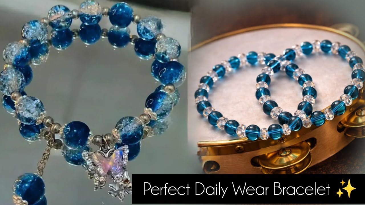 Trending Blue Crystal Bracelet 💎 | Aesthetic Handmade Design
