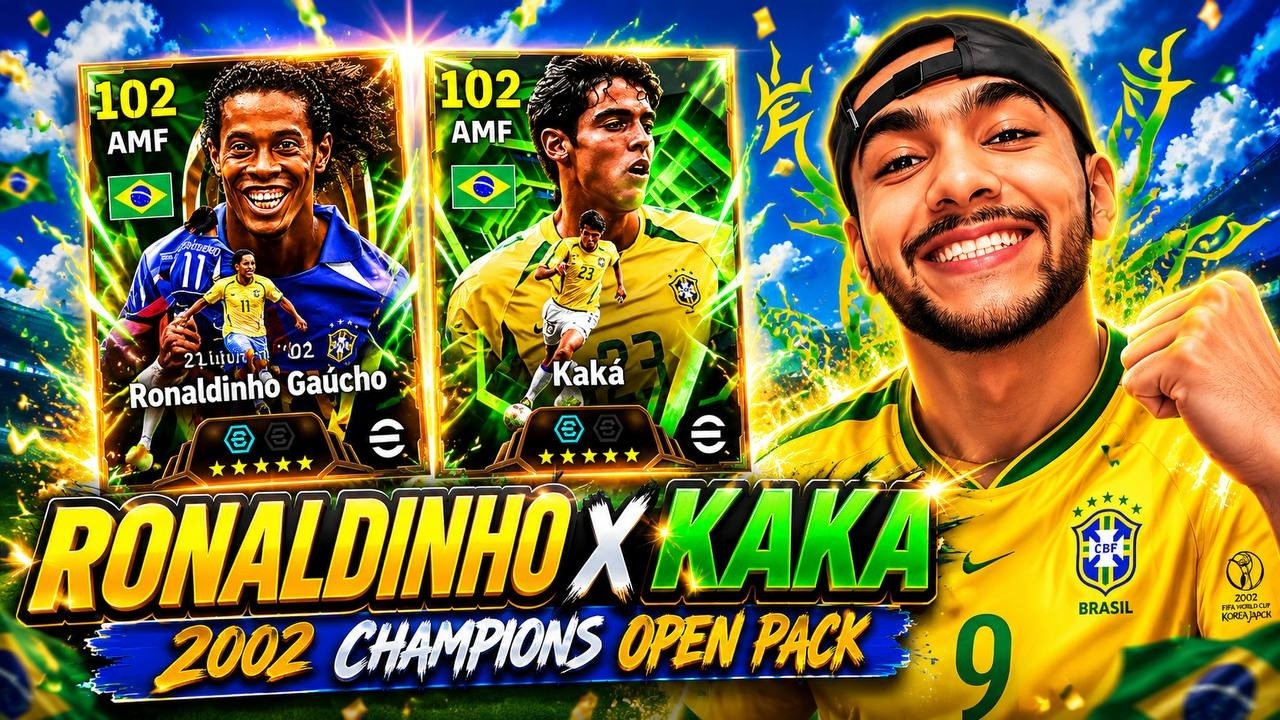 Ronaldinho x Kaka 2002 World cup CHAMPIONS OPEN PACK efootball #Brazil