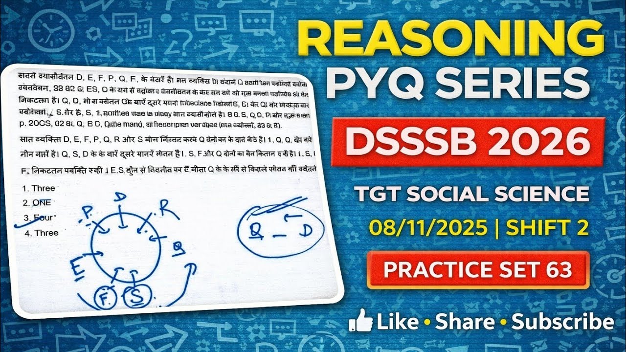 DSSSB REASONING 🔸️ TARGET DSSSB 2026🔸️ PRACTICE SET 63 @payalsinghalacademy  #dsssb2026 