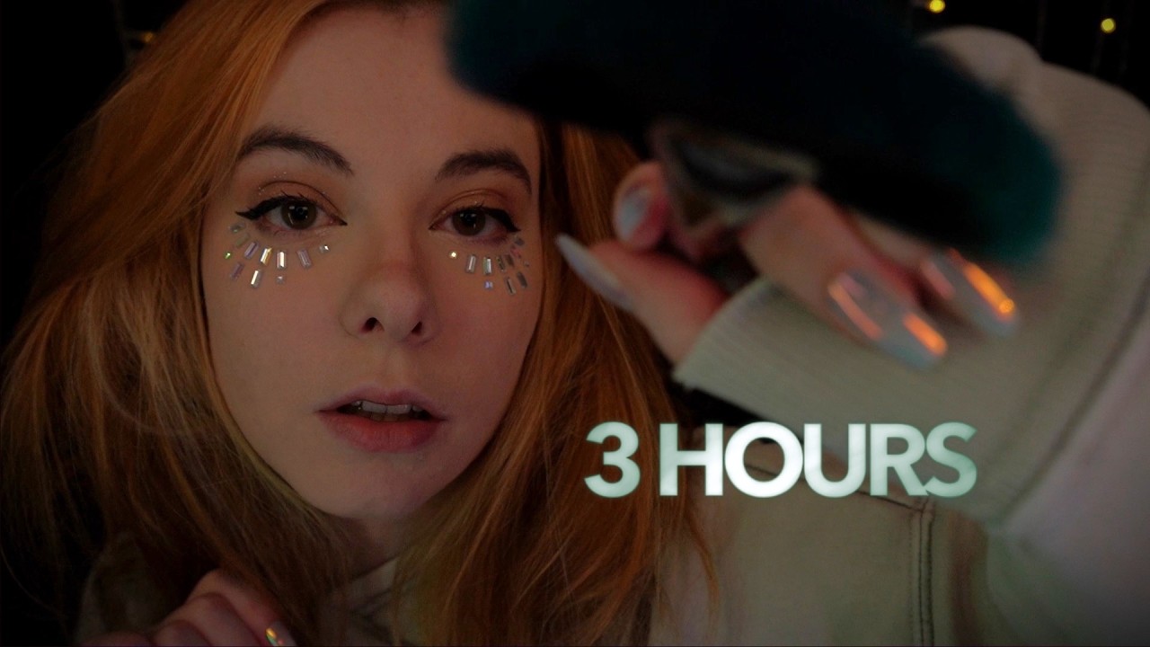 ASMR | 3h Close Up Slow Face Brushing & No Talking - white noise, layered ambiance