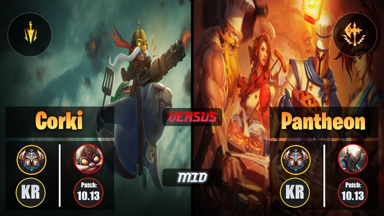 Challenger CORKI [Lethal Tempo] (Mid) VS  PANTHEON - Challenger KR Patch 10.13