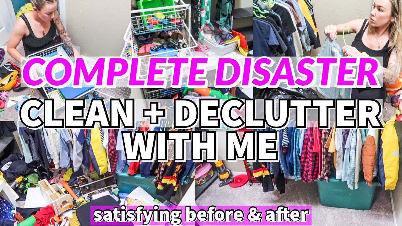 COMPLETE DISASTER CLEAN WITH ME | DECLUTTER + CLOSET CLEAN OUT | TONS OF SPEED CLEANING MOTIVATION