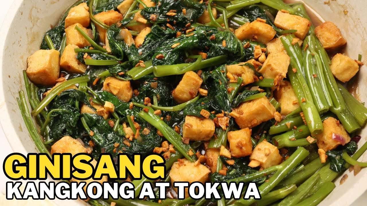 Ginisang Kangkong at Tokwa with Oyster Sauce