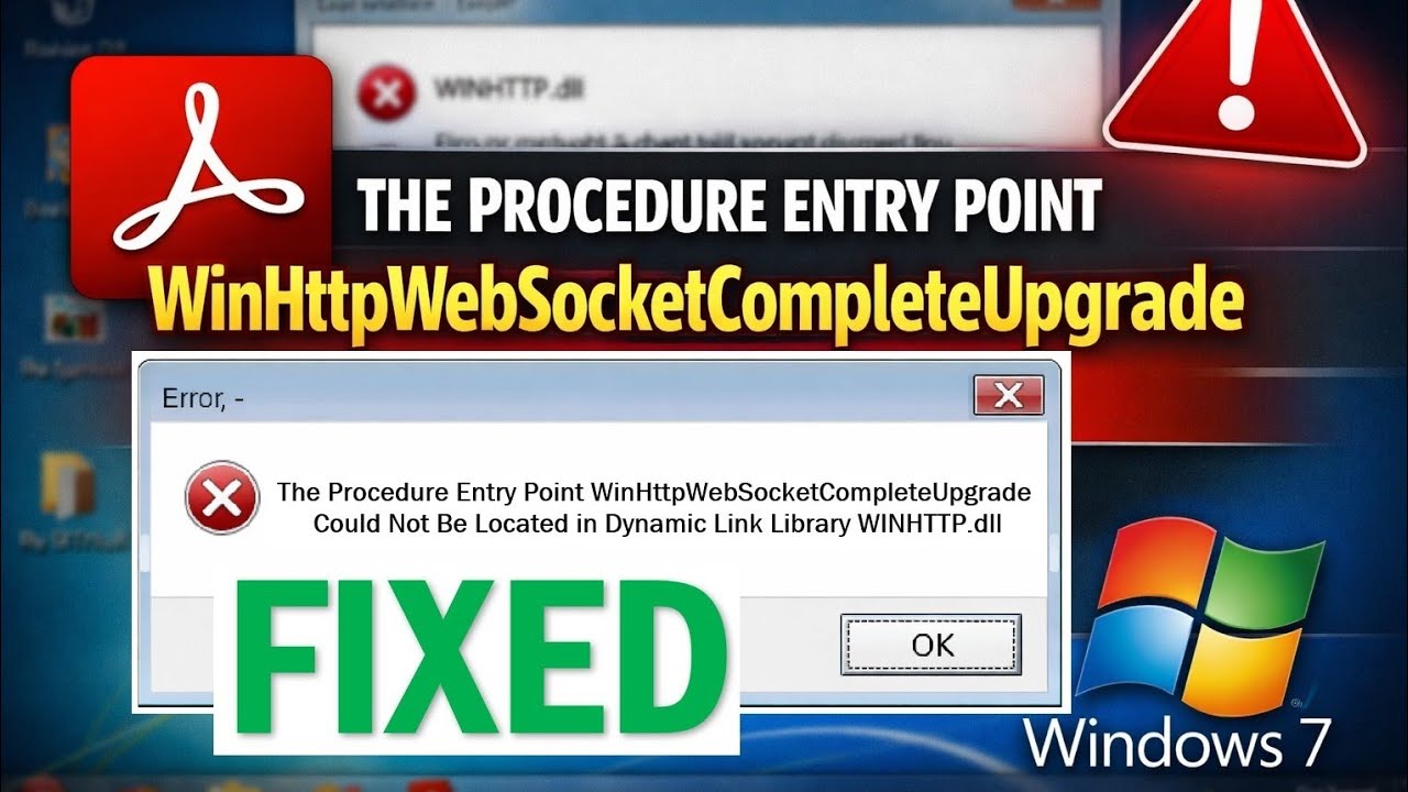 How To Fix The procedure entry point WinHttpWebSocketCompleteUpgrade Error | WINHTTP.dll Startup