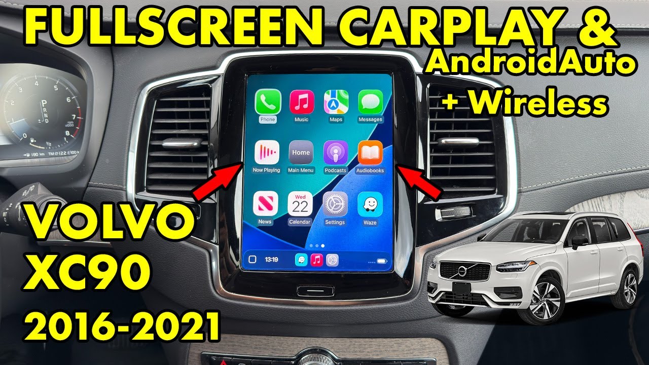 Полноэкранная беспроводная поддержка CarPlay и Android Auto для Volvo XC90 2016 2017 2018 2019 20...