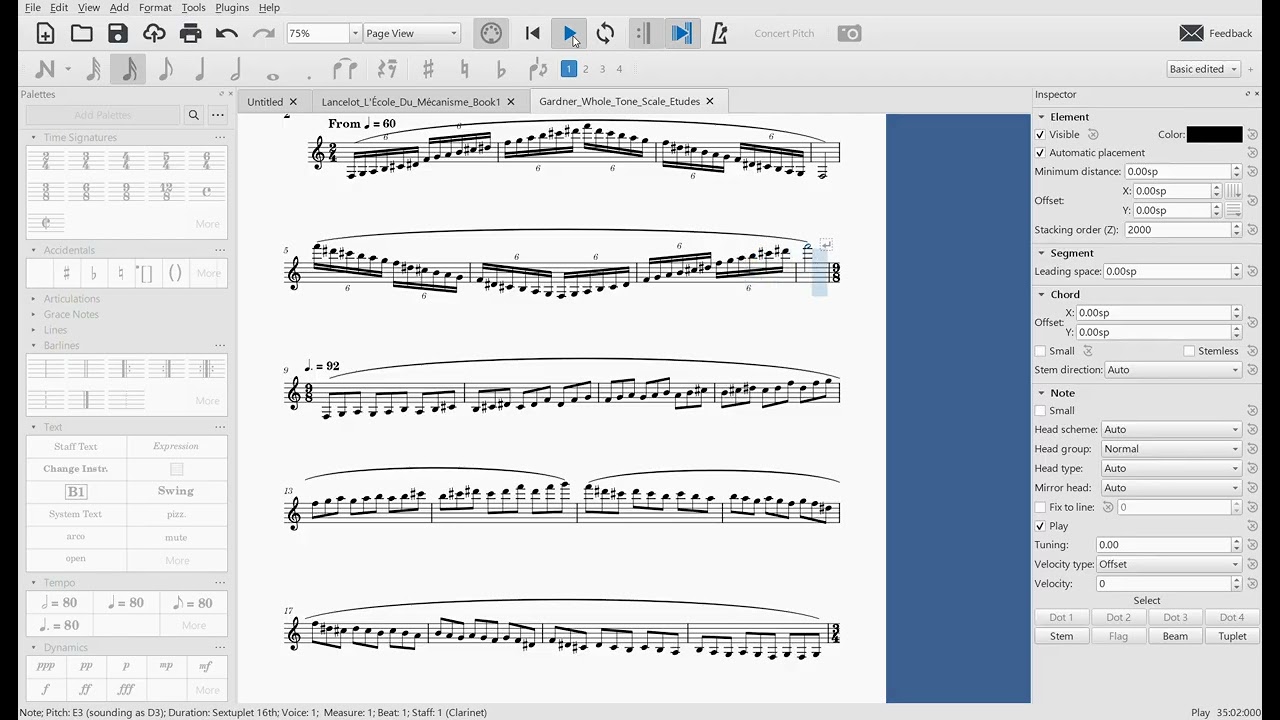 Whole Tone Scale Etudes for Clarinet