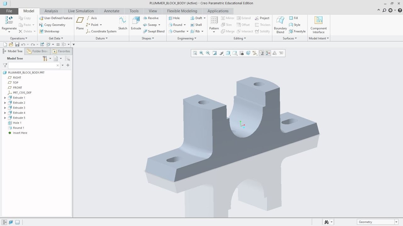 Plummer Block | Body | Part Model | CREO Parametric 5.0