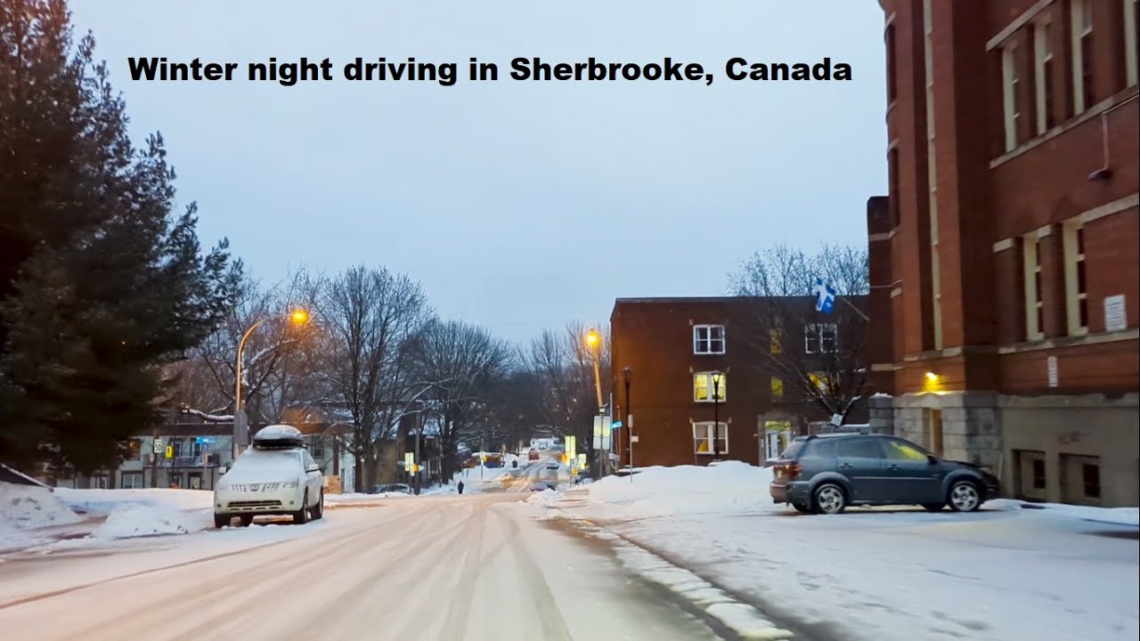 Winter night driving in Sherbrooke, Canada - part 1