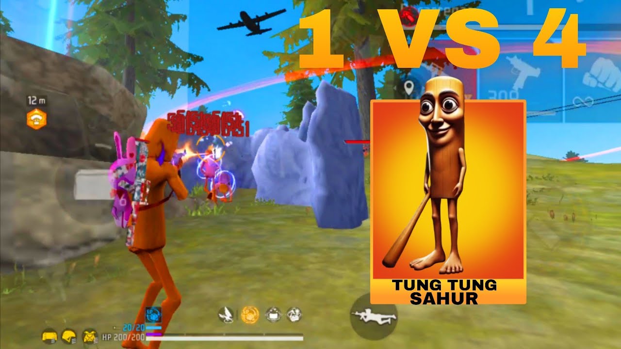 JOGUEI COM A SKIN DO TUNG TUNG SAHUR NA SOLO VS SQUAD!! - Free Fire Mobile