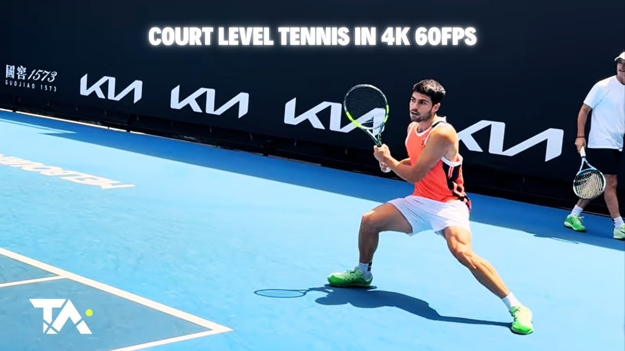 AO26: Carlos Alcaraz Today! Court Level Striking 4K 60FPS!