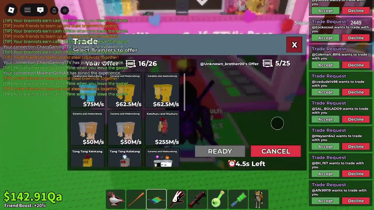 👍TRADING ON STEAL A BRAINROT USING NEW MACHINE 👍LIVE 👍ADD: MilkmanGolfsTTV