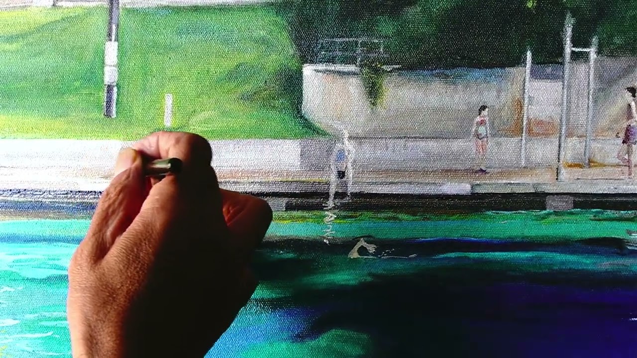 Barton Springs Pool Painting , Close Up detail work
