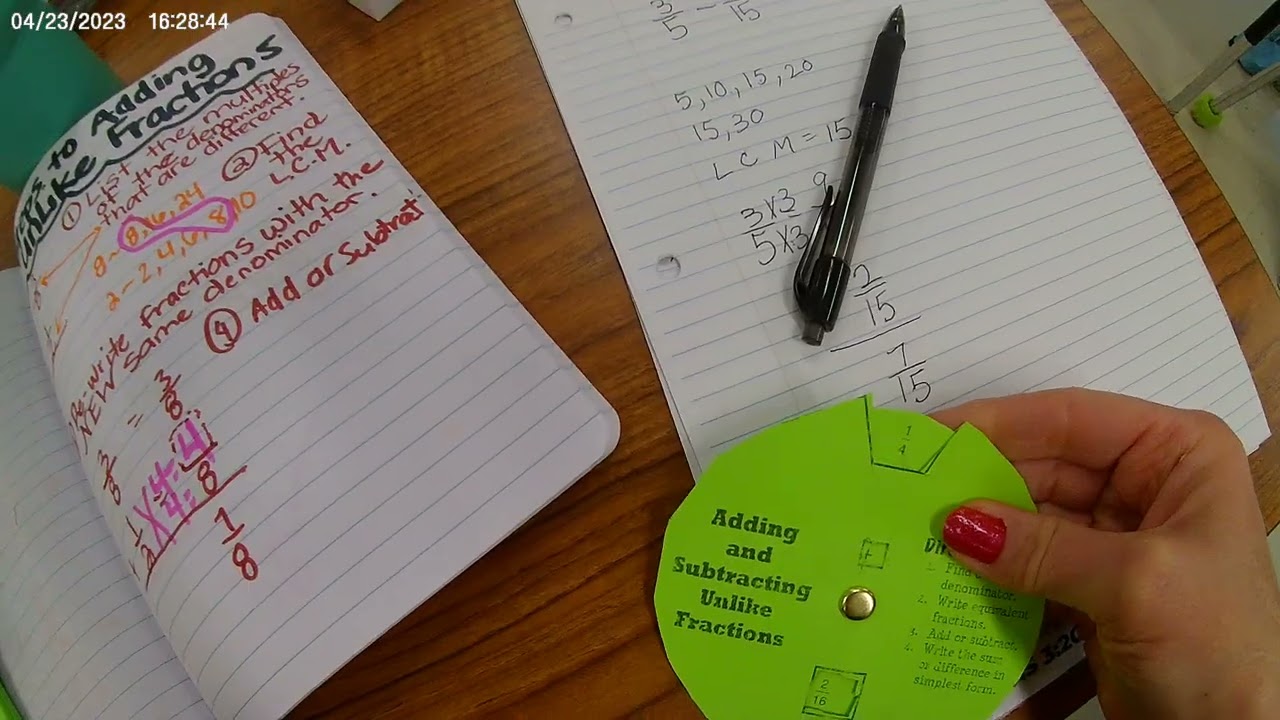 Adding and Subtracting Unlike Fractions (Green Wheel)