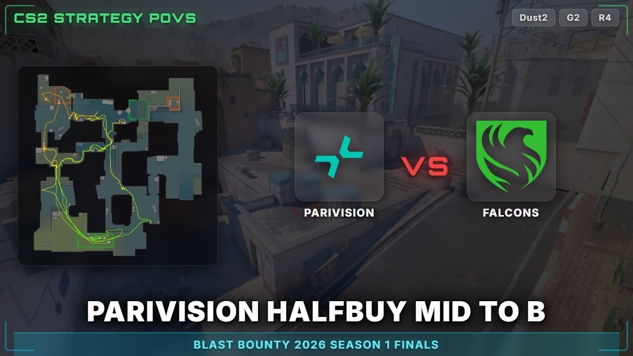 PARIVISION HalfBuy Mid to B - Dust2 G2R4 | PARIVISION | BLAST Bounty 2026 Season 1 Finals