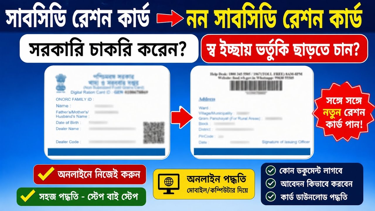 How to Convert Subsidy Ration Card to Non Subsidy Ration Card | Nonsubsidy General Ration Card Apply