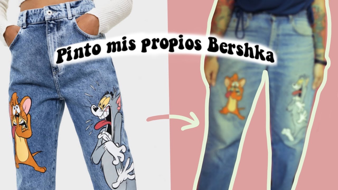 PINTO MIS JEANS  CON DISEÑO DE BERSHKA🌸