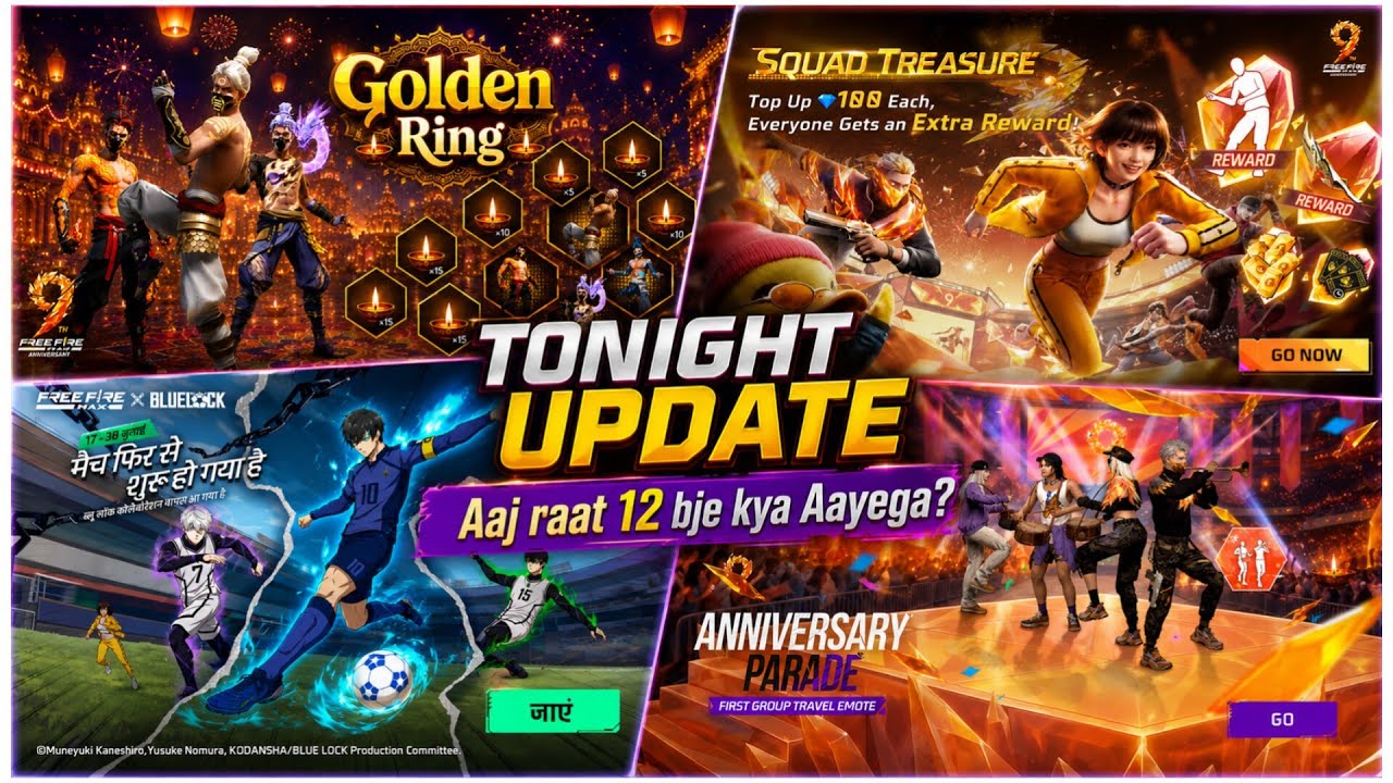 Golden Shade Bundle Return Free Fire💥| Free Fire X Bluelock Chapter 2 | Tonight Update Of Free Fire