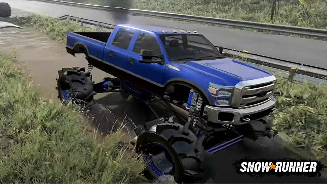 SnowRunner MP - HUGE POWERSTROKE MUD TRUCK IN THE SWAMP!