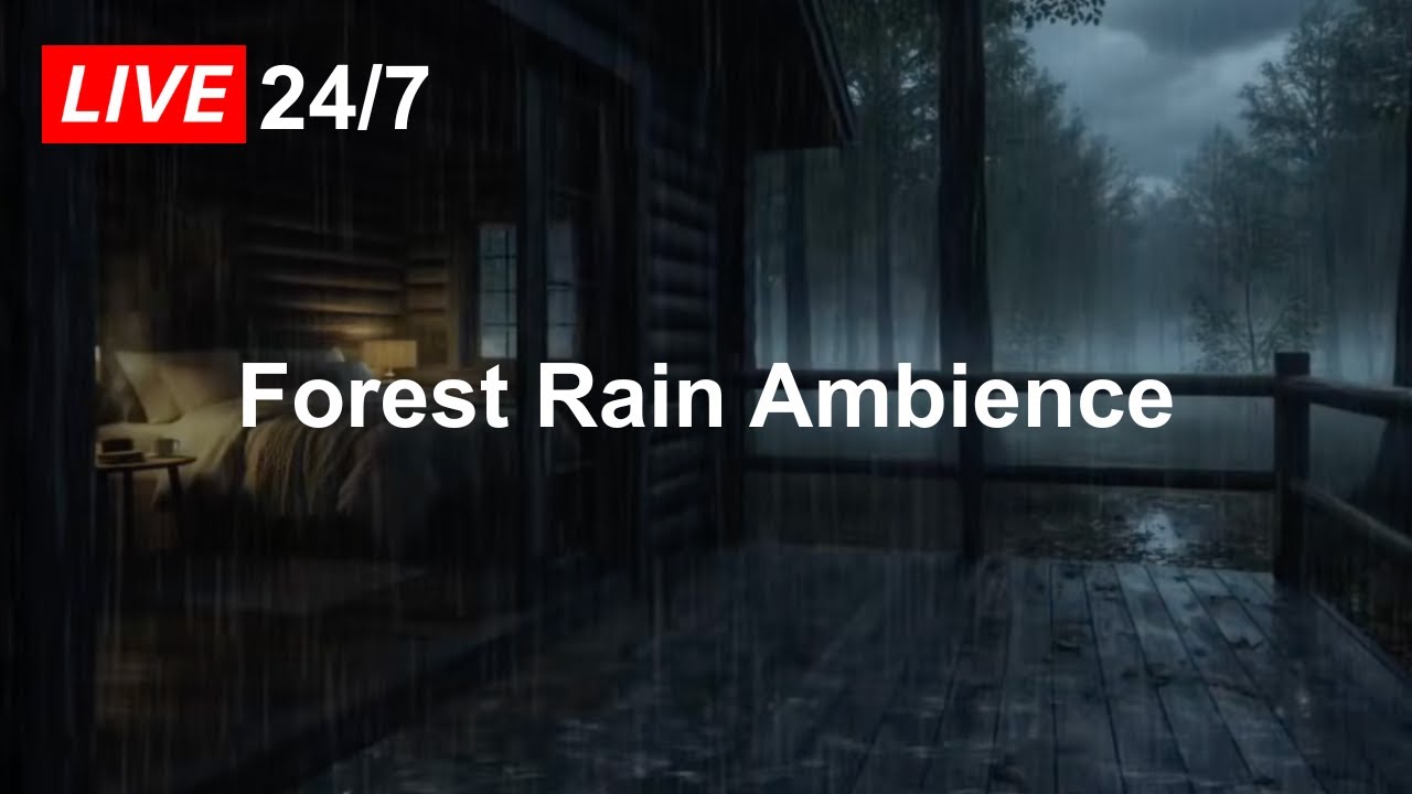 Night Rain in a Warm Forest Cabin | Calming Sleep Sounds & Relaxing Ambience 🌙