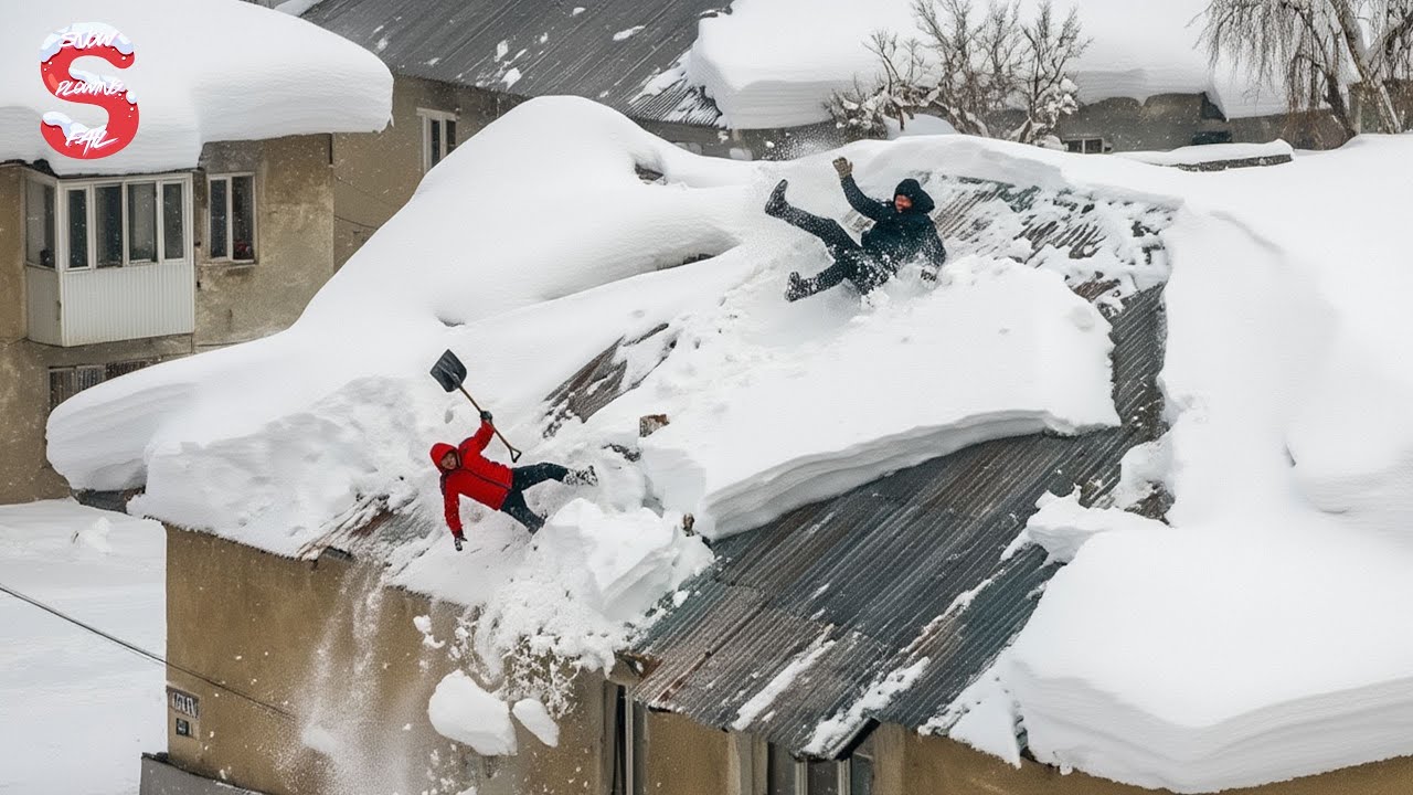 Skilled Snow Removal: Massive Roof Avalanche | Extreme Challenging Roof Snow Clearing Moments #1