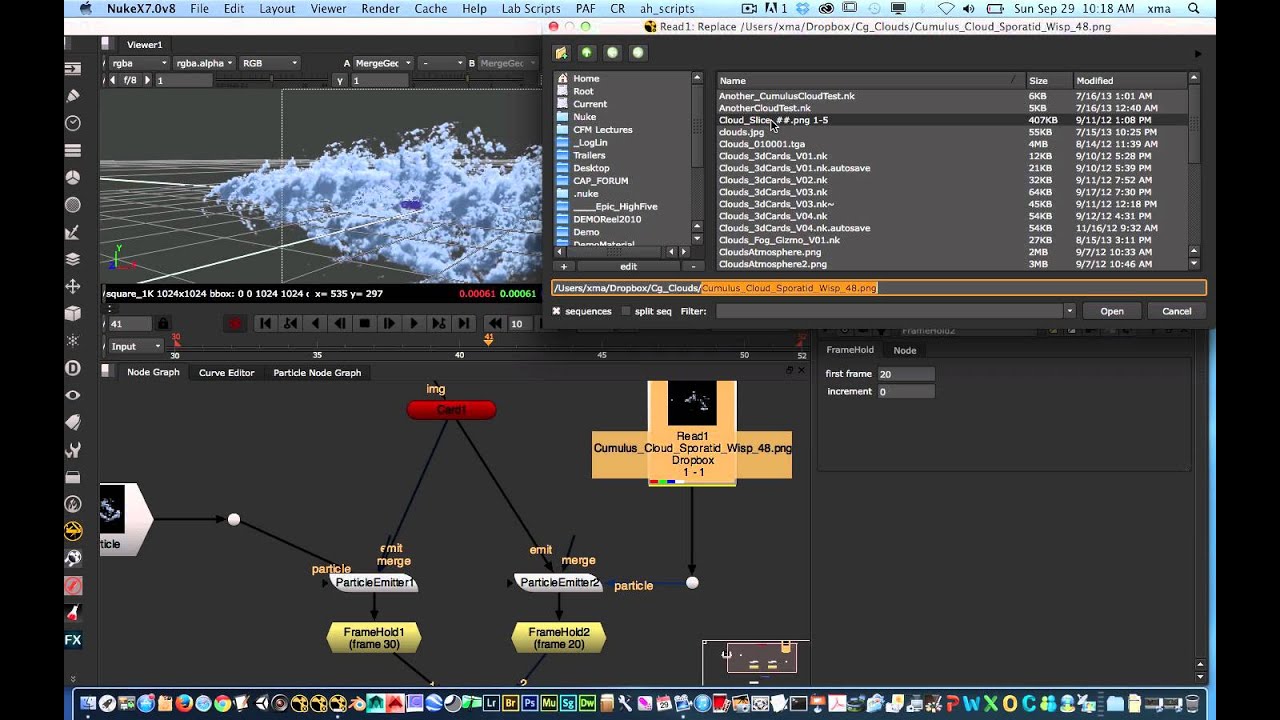 Nuke Quick Tip 006 Working with Particle Emitters in nuke to create a clouds rig and example of fore