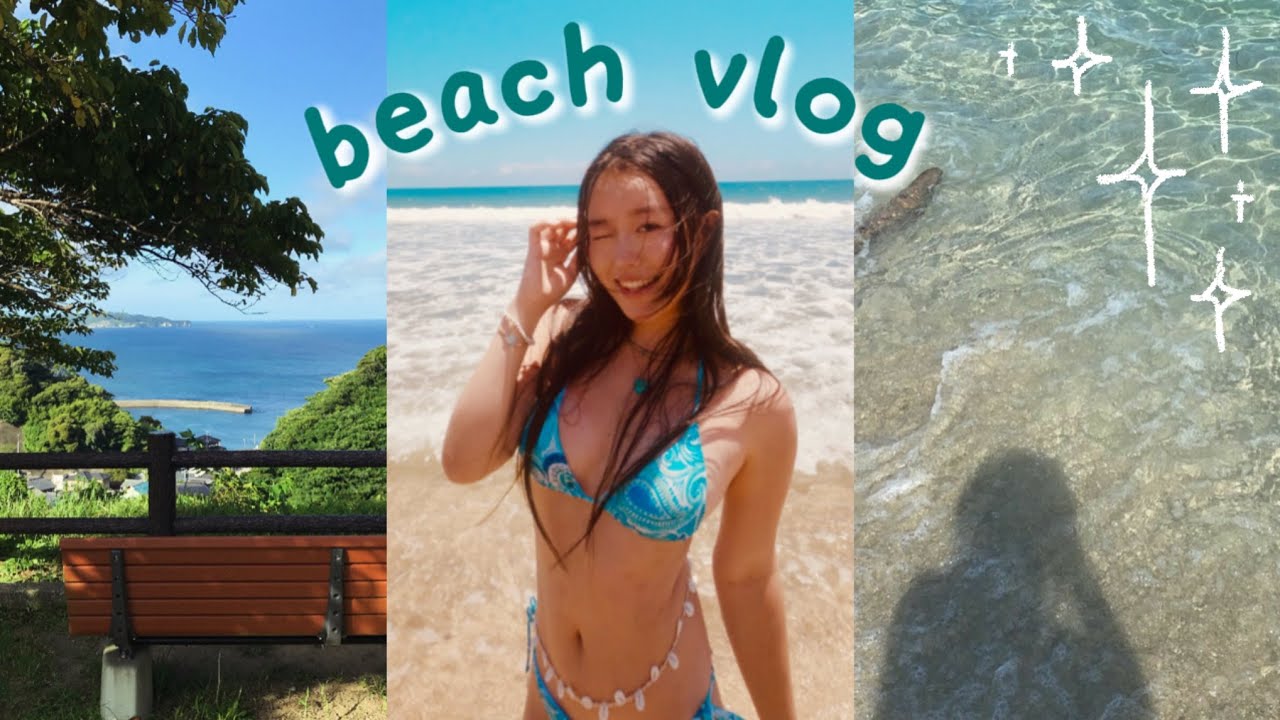 BEACH VLOG 2025 ｜Japanese snucks, swimming, taking a bunch of photos, aquarium…etc.