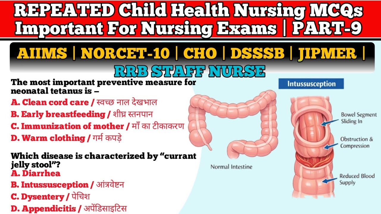 REPEATED Child Health Nursing MCQs For Nursing Exams | CHO | ANM UPSSSC | NORCET-10 | RRB | PART-9 