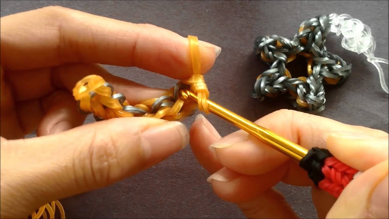Rainbow Loom Charms: Star - How to make Loom Bands Christmas Charm (Loom-less)