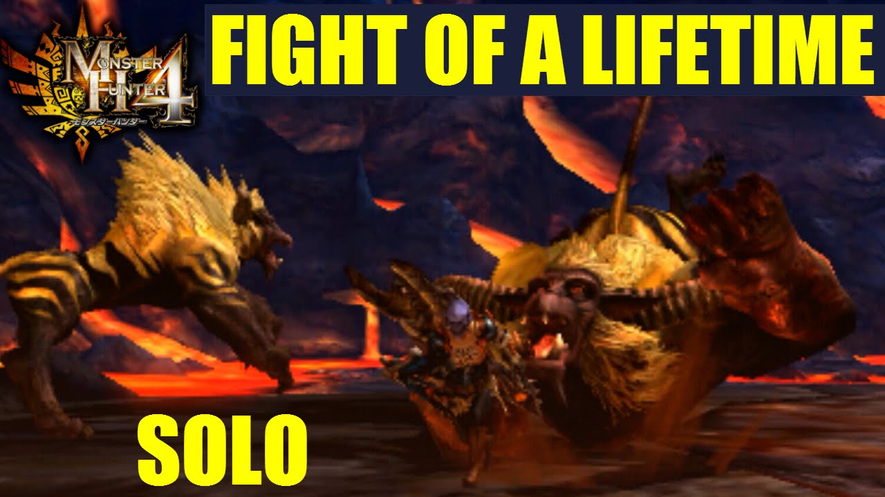 Monster Hunter 4: Fight of a Lifetime. Double Golden Rajang Solo (Lava Plains Stage) MH4 金の仁王ソロ