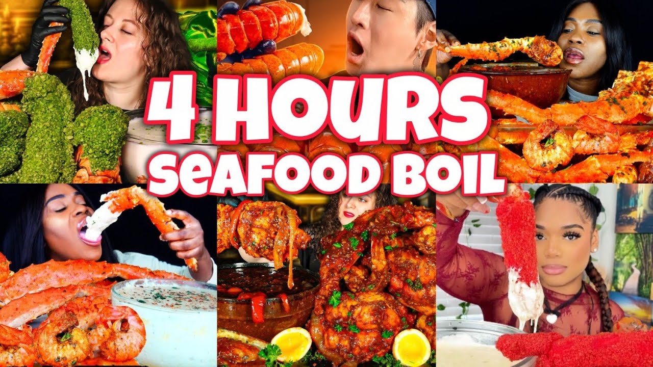 4 HOURS of Juicy SEAFOOD BOIL ASMR 🦞🦀🦐🔥 Crabs, Lobster & More!