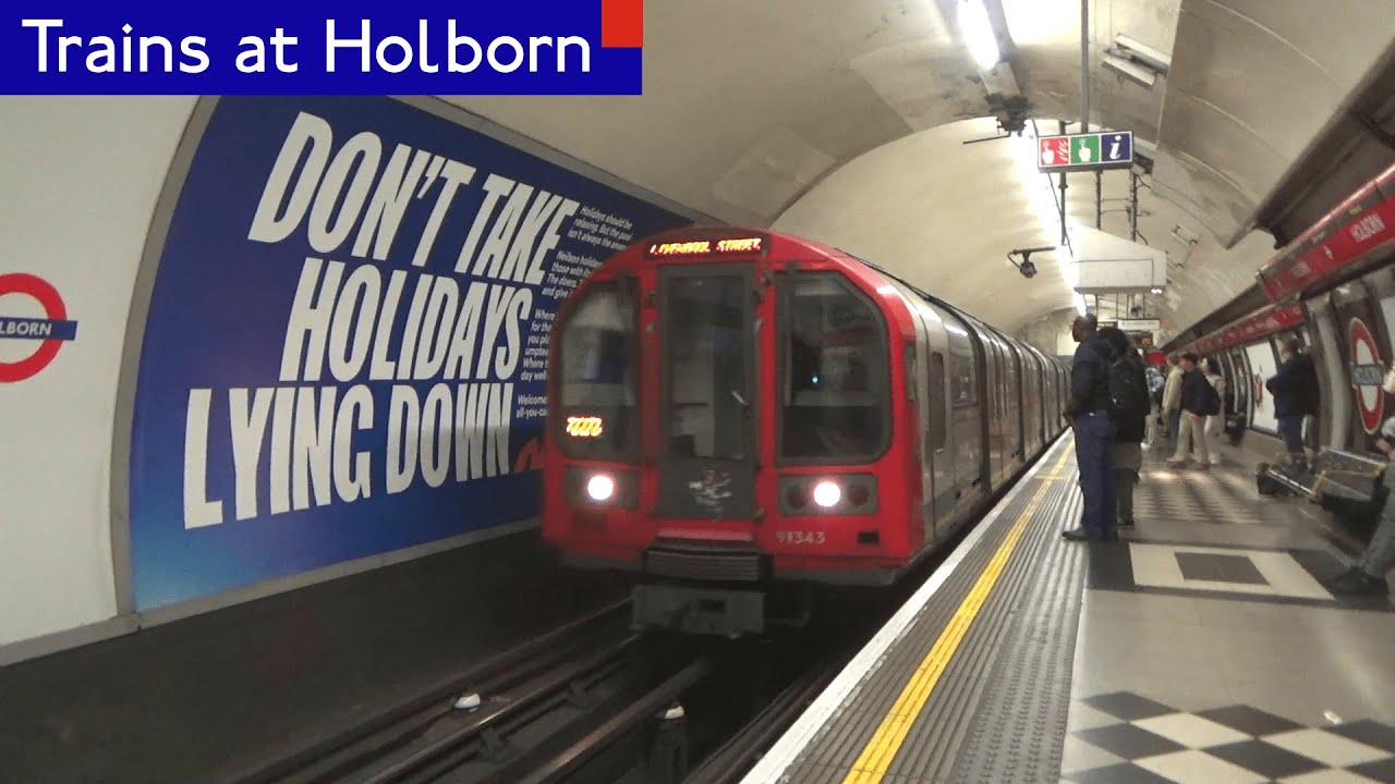 London Underground: Piccadilly and Central line trains at Holborn