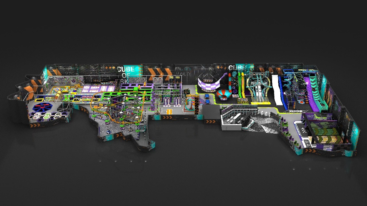 Cyber Indoor Playground 3D Rendering Tour | Family Entertainment Center Design by Dream Garden