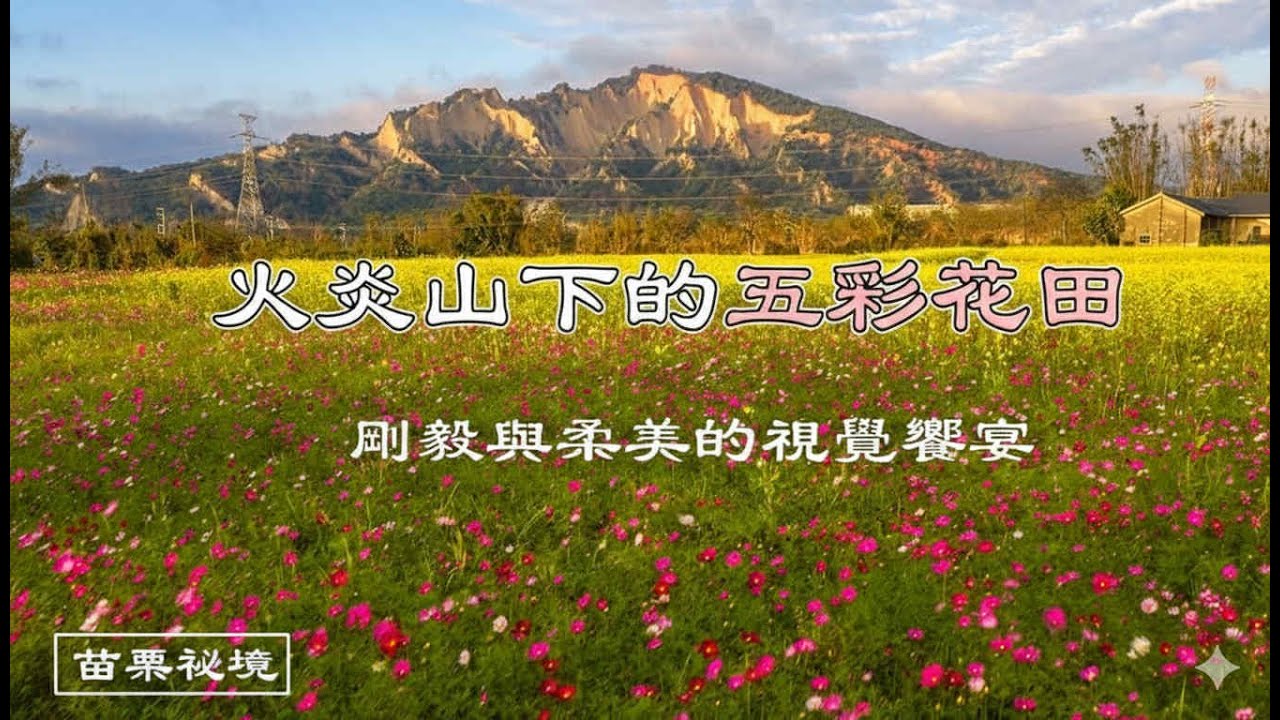 火炎山下的五彩花田 苗栗旅遊 #苗栗祕境 #火炎山花海