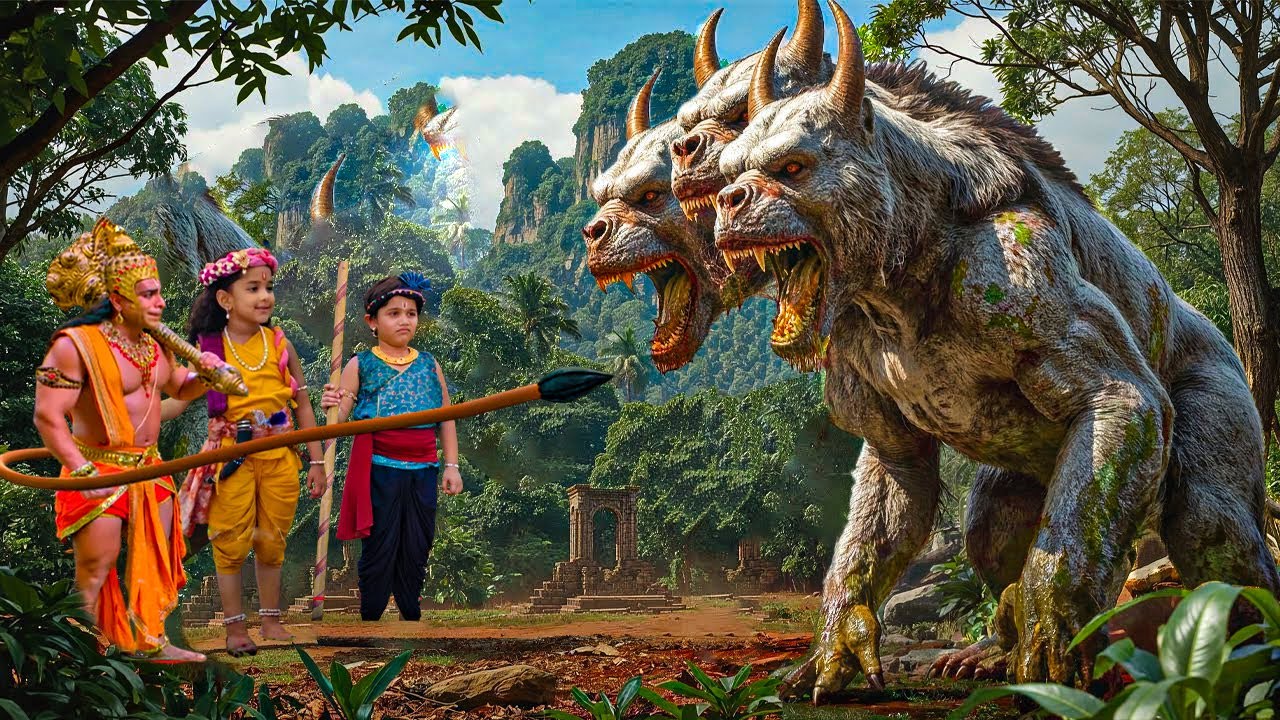 जब तीन मुँह वाले राक्षस से लड़ने उतरे कान्हा बलराम और हनुमान - YASHOMATI MAIYYA KE NANDLAL | Krishna