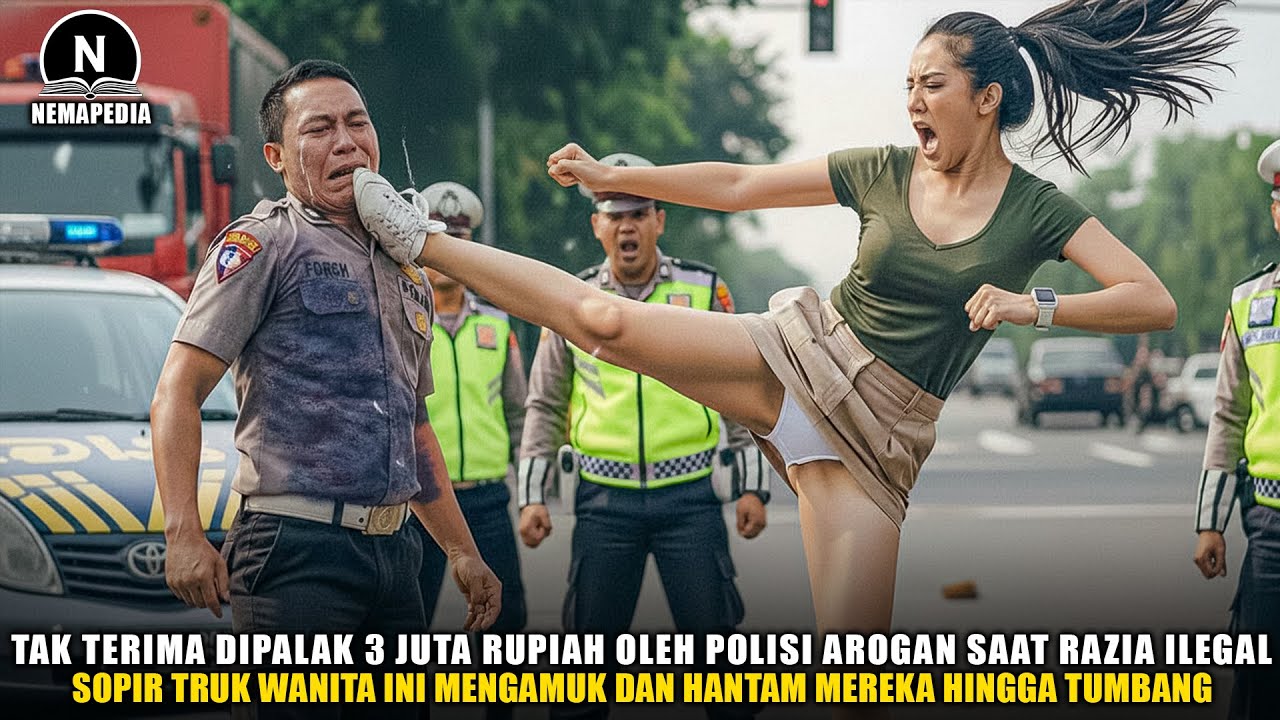 KISAH VIRAL‼️Gadis Sopir Truk Ngamuk Saat DITILANG, OKNUM POLISI DIHANTAM Sampai NANGIS Minta Ampun