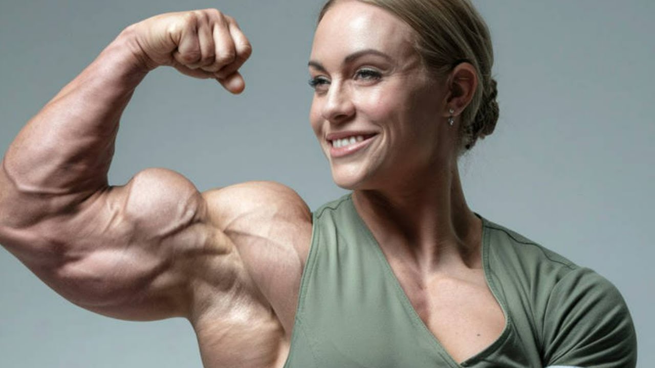 40 YEAR OLD LADY BODYBUILDER WITH SOLID BICEPS : BROOKLYN