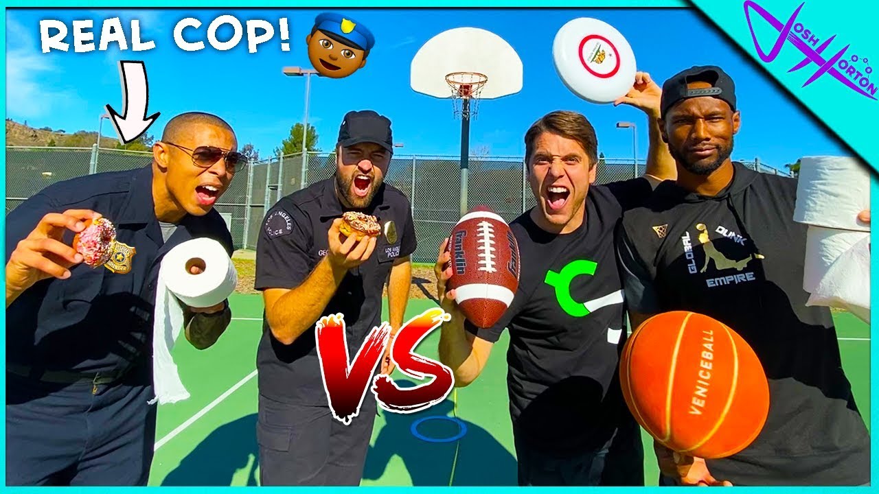 Challenging POLICE OFFICERS to TRICK SHOT BATTLE!