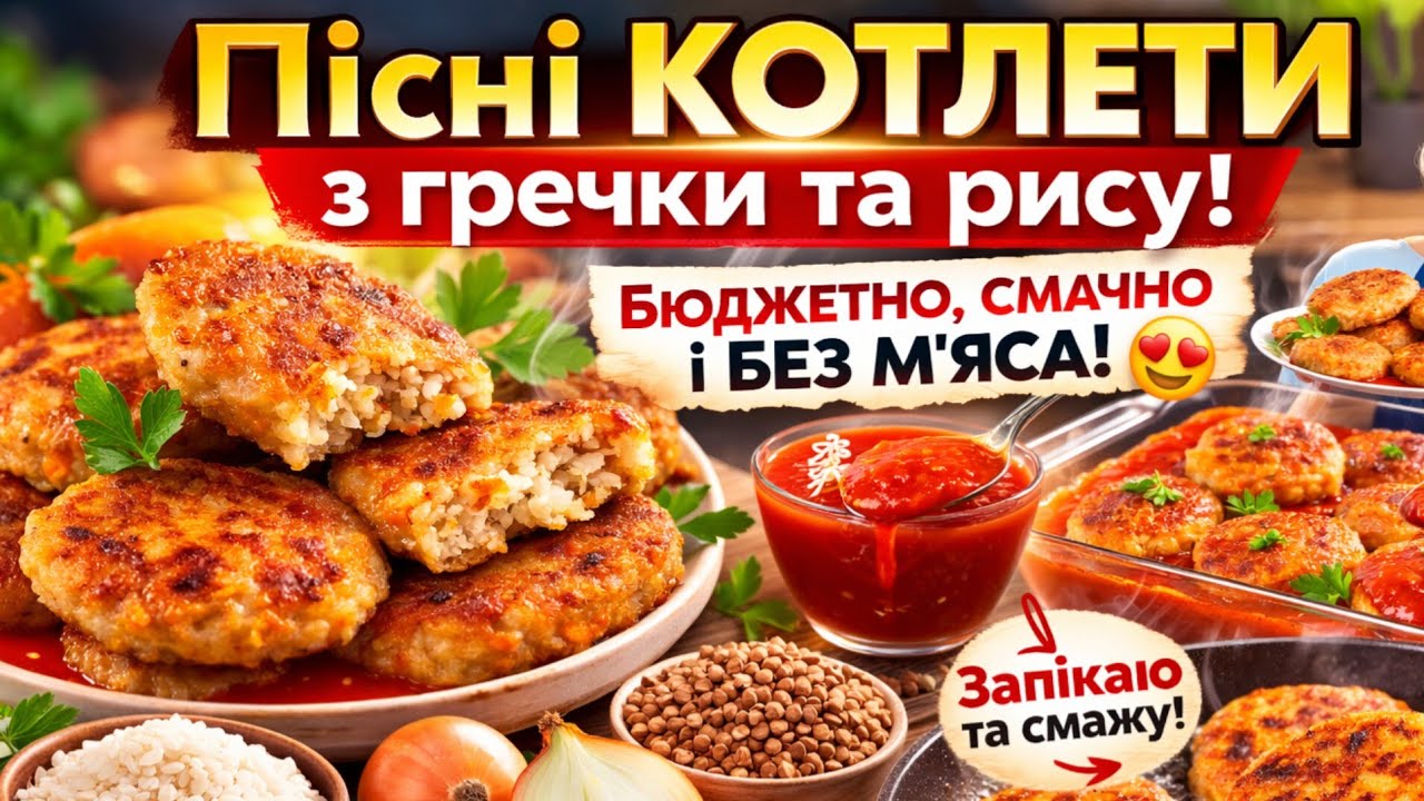 Пісні котлети з гречки та рису! Бюджетно, смачно і без м’яса 😍