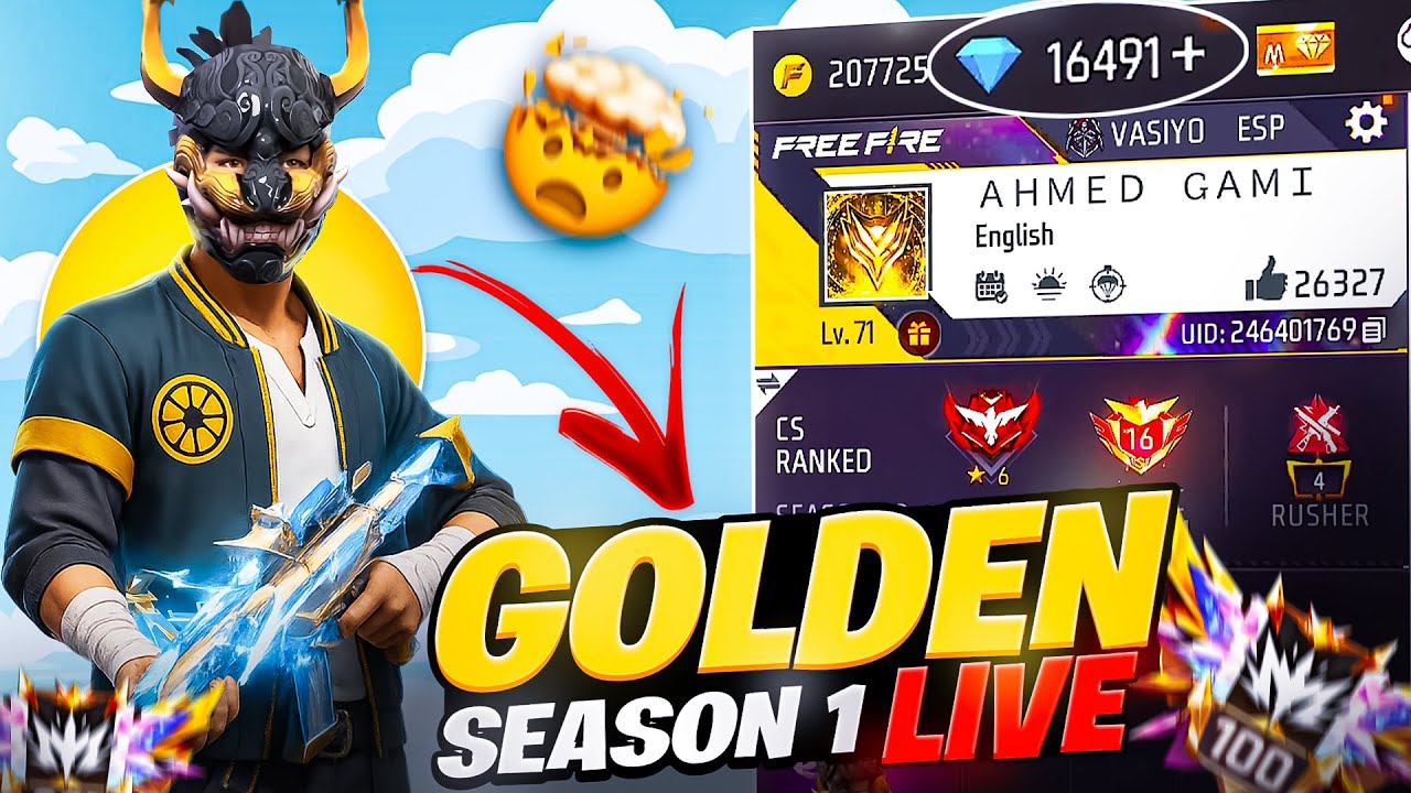 🔴[Live] Rank Push 💀 Most Gold Medals Wins 10,000 Diamonds #freefirelive #shorts #ff