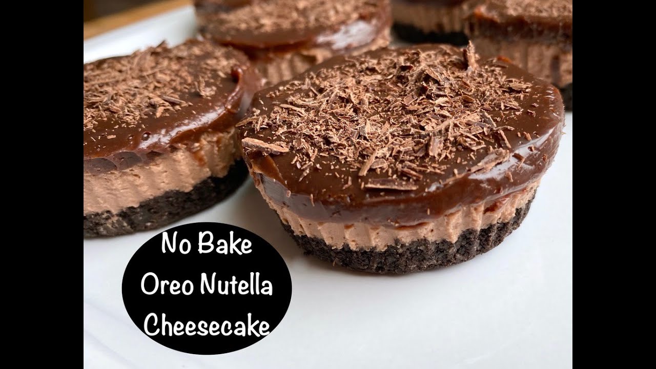 Easy no bake Oreo nutella cheesecake - 5 ingredients Only