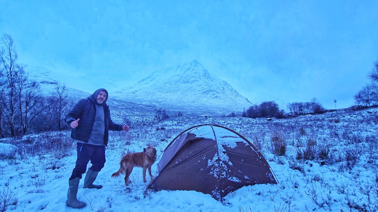 A Snowy Camping Experience at Glen Etive | Heavy Snow, Cold Temperatures, and Heavy Rain