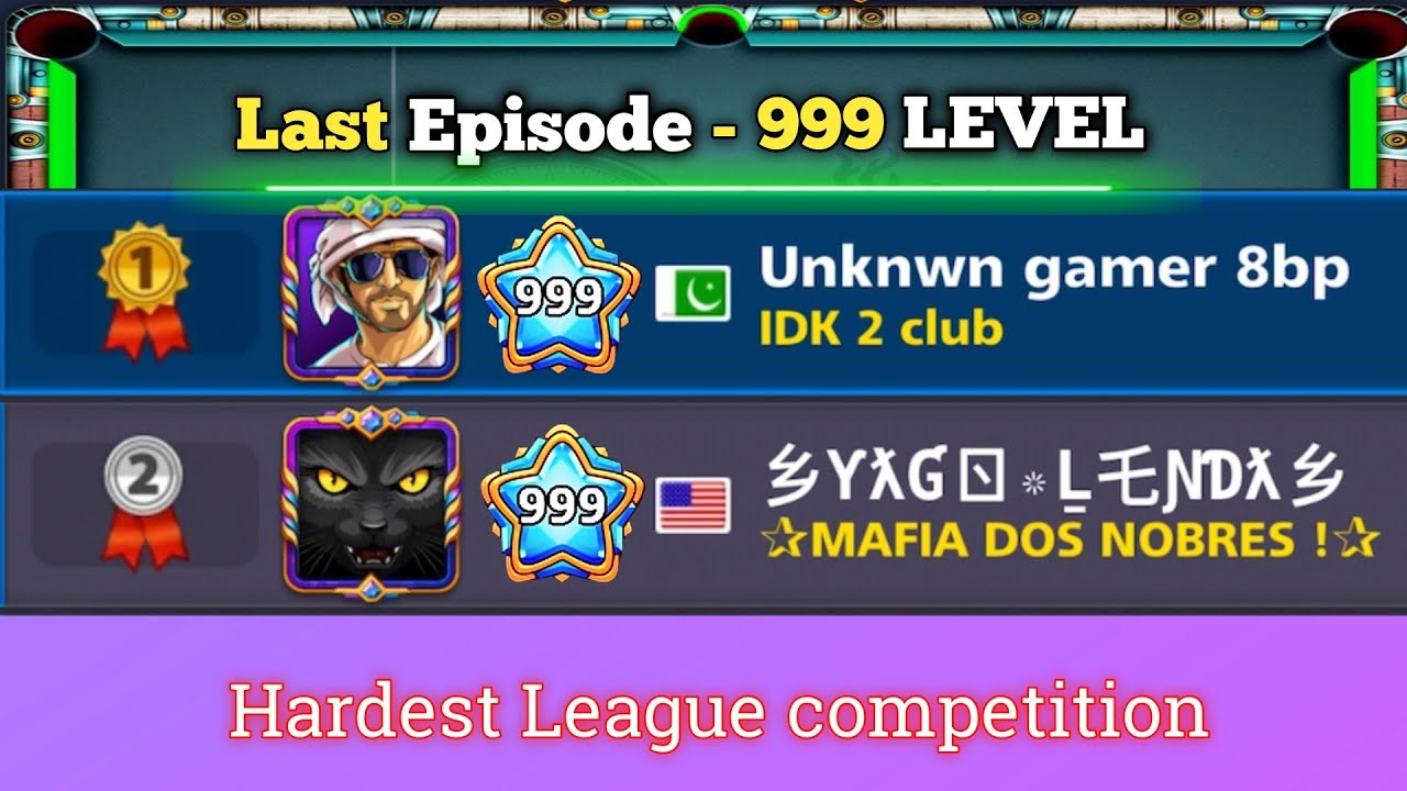 999 vs 999 LeveL 😱 League Top 1st Rank  -8 Ball pool | Unknown gamer 8bp 